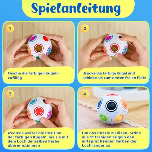 CUBIDI® Original Regenbogenball – Geschicklichkeitsspiel & Fidget Toy für Kinder und Erwachsene – 3D Kugellabyrinth Brainteaser, Anti Stress Spielzeug ab 4 Jahren