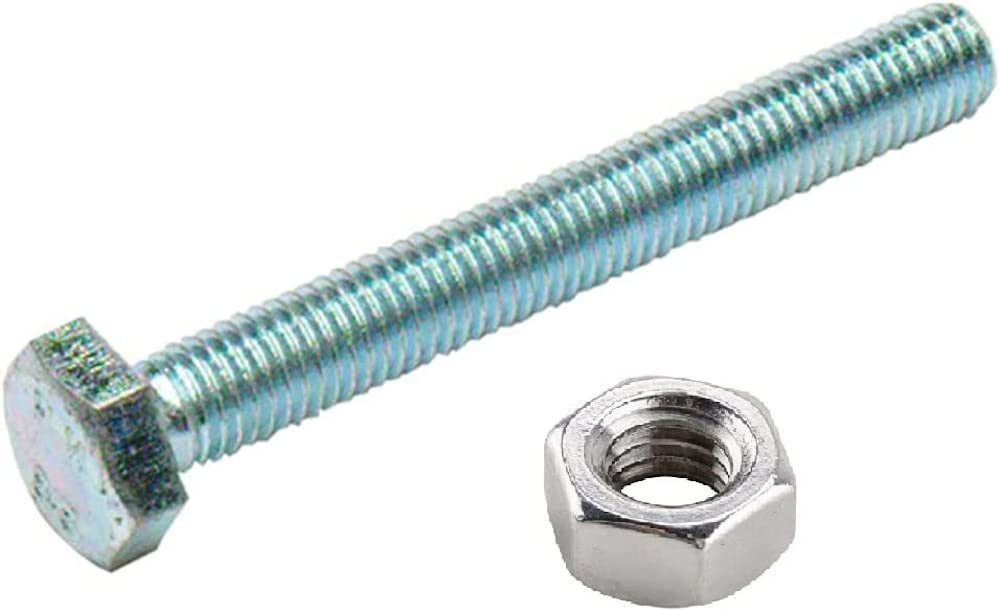 Merriway Bright Zinc Plated Bh02280 (6 Pcs) Steel Hex Head Bolts With Nuts M6 X 40Mm - Pack Of 6 Pieces
