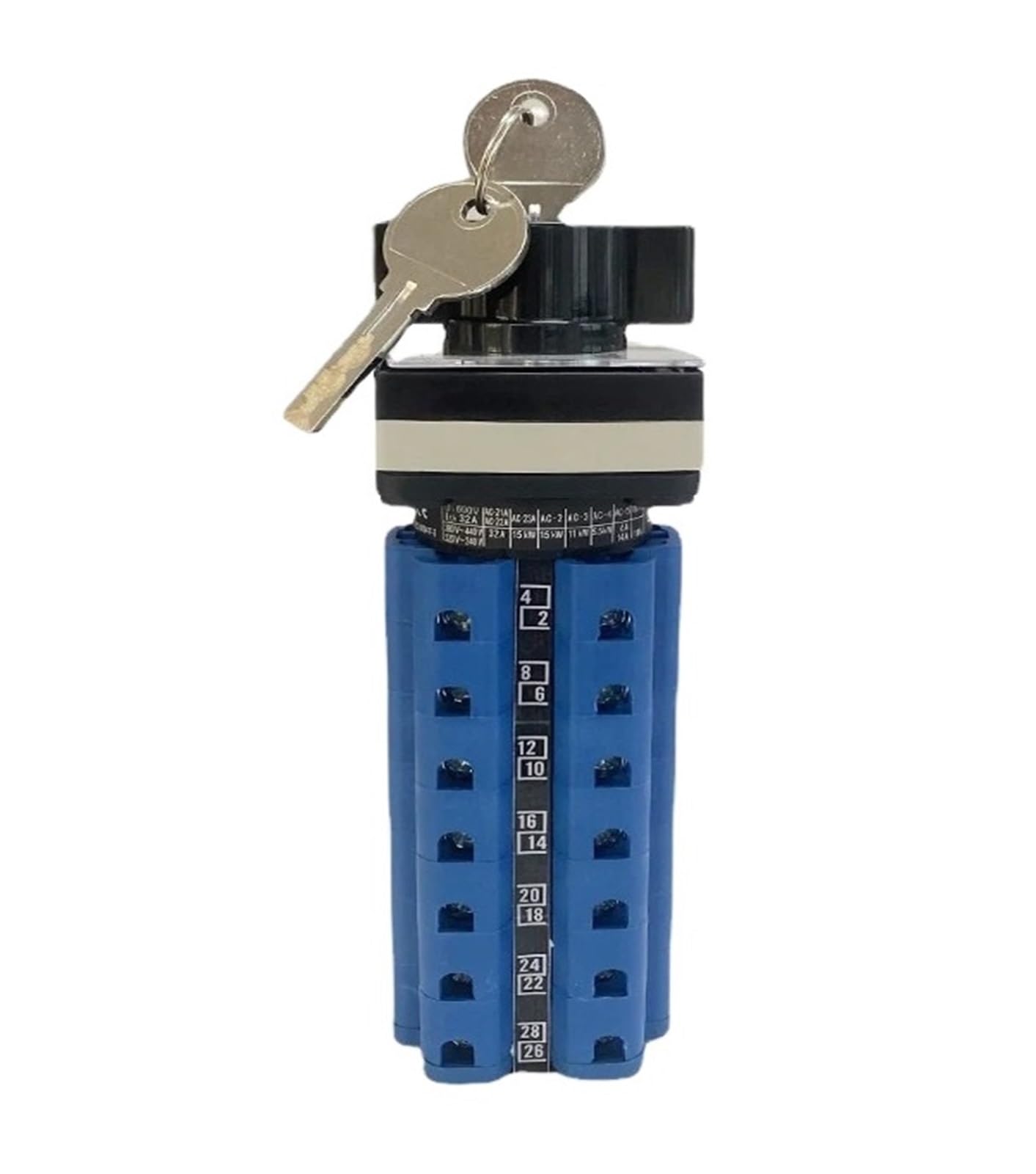 YWZVBSDCS LW26-32F With Key Three Position Lockable Universal Transfer 32A 690V Dual Power Switching Motor Reverse Rotary Cam Switch(32A 1Pole)