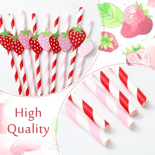 50 Pitillos de Papel Rojo y Rosa con Fresa miniatura 3
