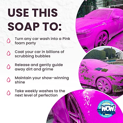 Wash On Wheels – Foam Cannon Soap + Wax, Car Wash Soap, Easy To Rinse Off Car Shampoo, Must-Have Car Exterior Care Products, Bubble Gum Foam Soap, 32 Ounces #TOP3