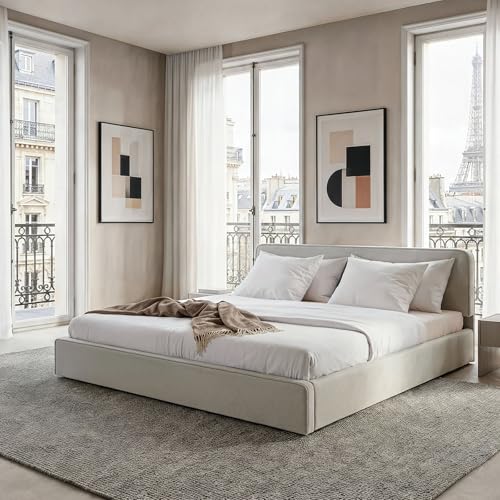 LATINI Polsterbett mit höhenverstellbarem Kopfteil, 160x200 cm, Hellgrau - Doppelbett inklusive Lattenrost, ideal für zwei Personen, Bettgestell stabil und bequem, modernes Design für das Schlafzimmer LATINI Polsterbett mit höhenverstellbarem Kopfteil, 160x200 cm, Hellgrau - Doppelbett inklusive Lattenrost, ideal für zwei Personen, Bettgestell stabil und bequem, modernes Design für das Schlafzimmer