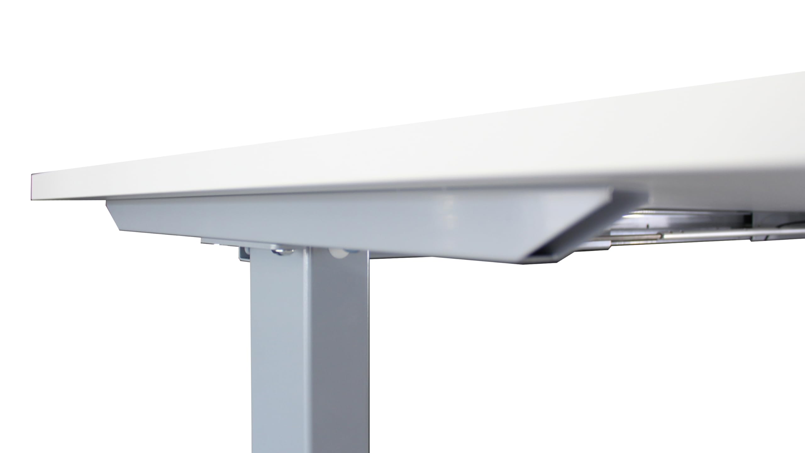 möbelando Schreibtisch >e-Desk< elektrisch höhenverstellbarer Schreibtisch in Weiß matt/Alu, Ergonomisch für gesundes Arbeiten, Stufenlos mit LED-Anzeige, Stoß- und Kratzfest, Made in Germany