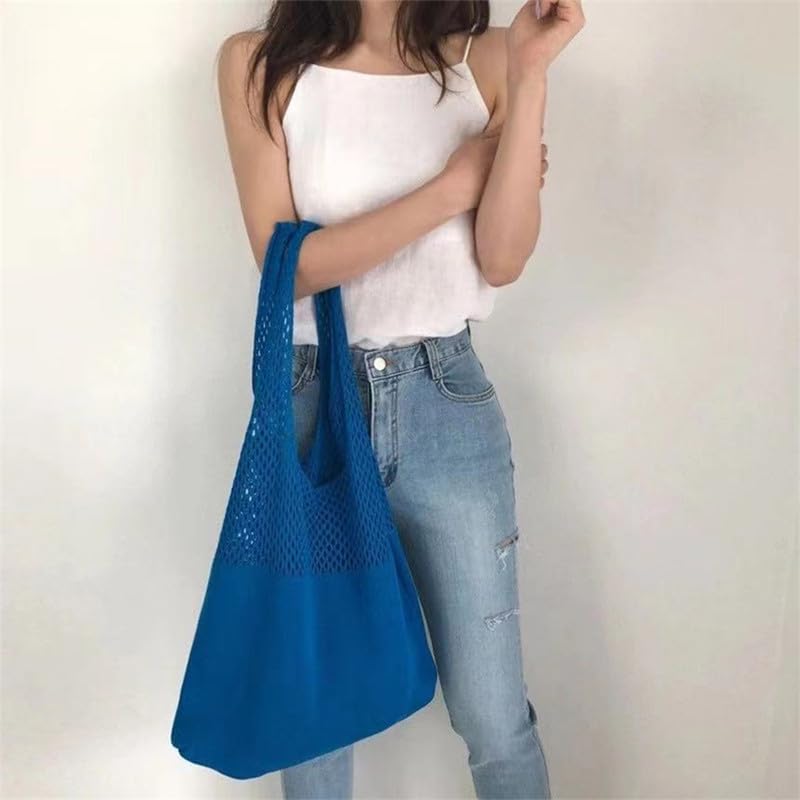 Convertible Shoulder Purse Women's Knitted Handbag for Everyday & Travel Large Hobo Bag Tote Handbags Blue2