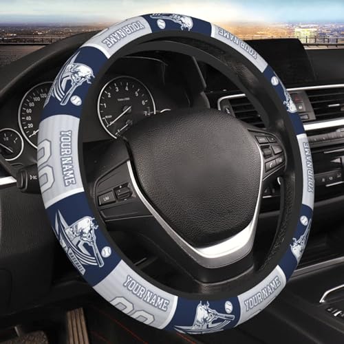 Custom New York Y Car Steering Wheel Covers,Personalized Fan Gift with Name Number Anti Slip Elastic Car Accessories, Universal Fit for Most Car,SUV,Truck