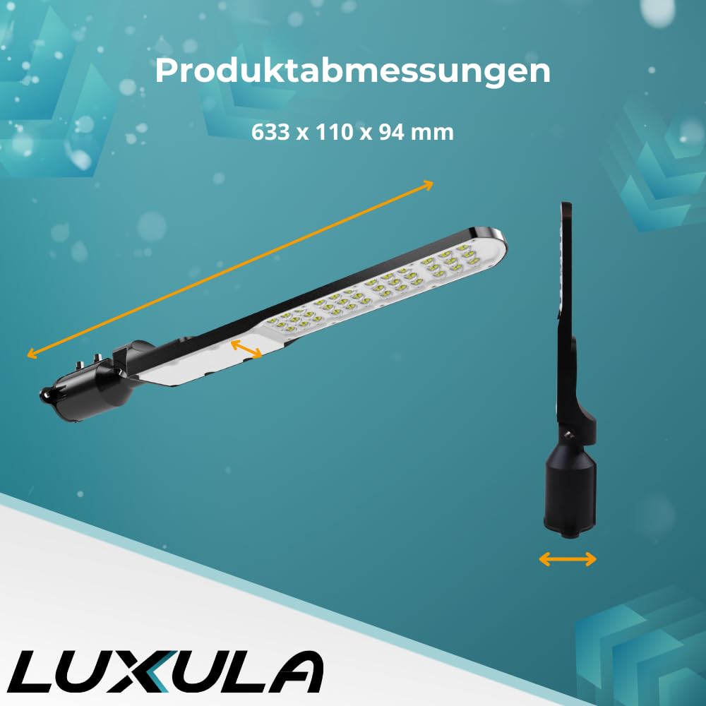 LUXULA LED Straßenlaterne 100W 2 Stück, 12000lm 5000K IP65, Außenleuchte außen mit Slim Design für Mast- und Wandmontage, Straßenlampe für Parkplatz, Hof, Zufahrt, Weg, wetterfest & effizient