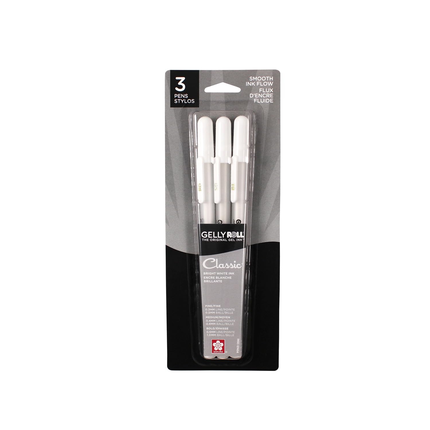 Sakura 57454 Gelly Roll Classic Ass't (05/08/10) 3pk Pen, White