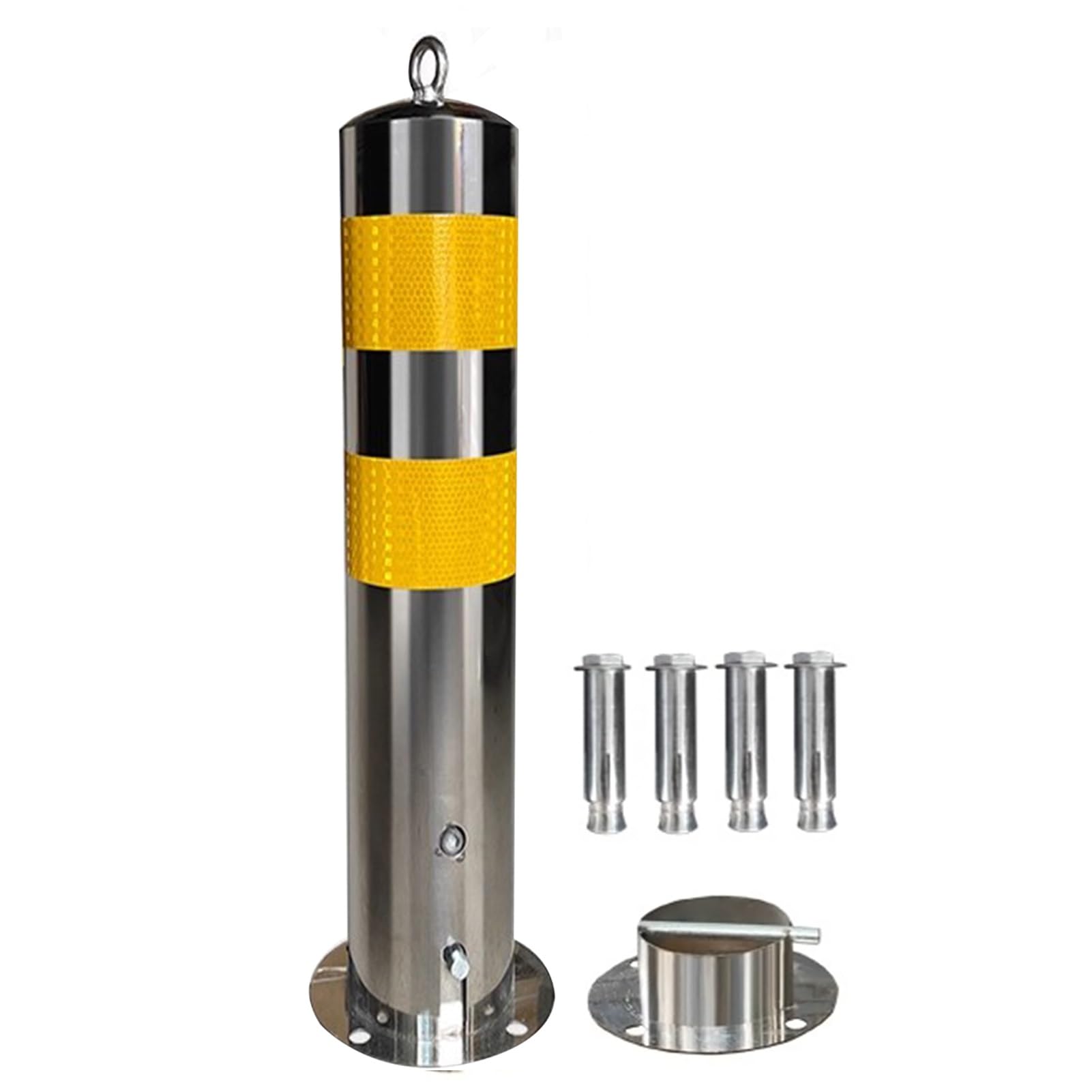 Poste de Bolardo Bolardo De Seguridad De 30 Pulgadas De Altura para Áreas Sensibles Al Tráfico, Poste De Bolardo Extraíble De 4,4 Pulgadas De Diámetro con Base Extraíble