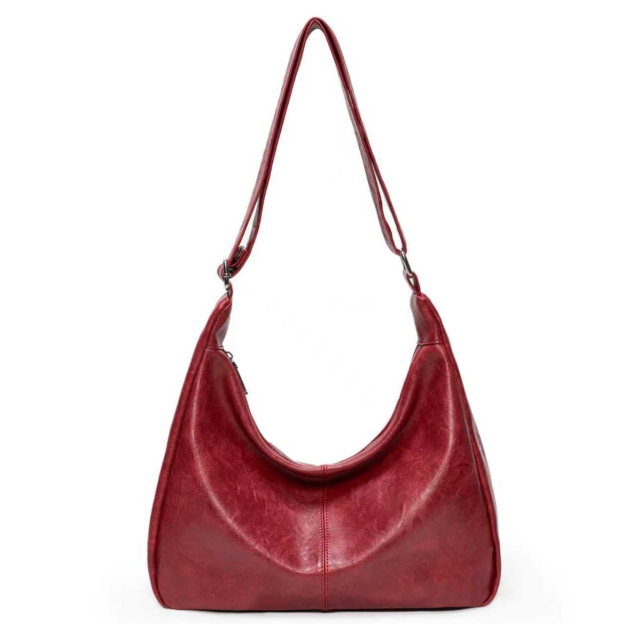 Slouchy Shoulder Bag for Women, Foldable Crossbody Hobo Purse in PU Leather