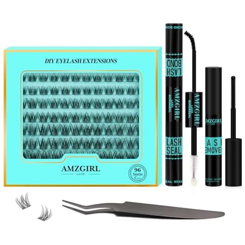 Lash Clusters Kit,Cluster Eyelash Extensions with Lash Bond and Seal Lash Glue,Lash Remover for Lash Extensions,Individual Lashes Applicator Tools at Home(SUNRISE-WAN,C-Mix8-16mm kit) Cover