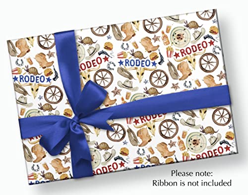 Stesha Party Western Wrapping Paper Rodeo Gift Wrap - Folded Flat 30 X 20 Inch (3 Sheets) #TOP2