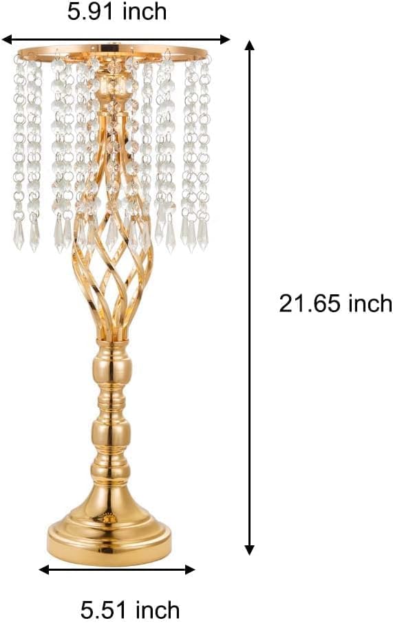 Miniatura 7 de 8 centros de mesa de flores doradas de 21.65 pulgadas, jarrón de flores de metal de cristal, centros de mesa de boda para decoración de mesas