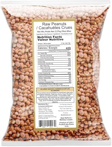 Rani Peanuts, Raw Whole With Skin (uncooked, unsalted) 80oz (5lbs) 2.27kg Bulk ~ All Natural | Vegan | Gluten Friendly | Fresh Product of USA ~ Spanish Grade Groundnut/Red-skin - 1