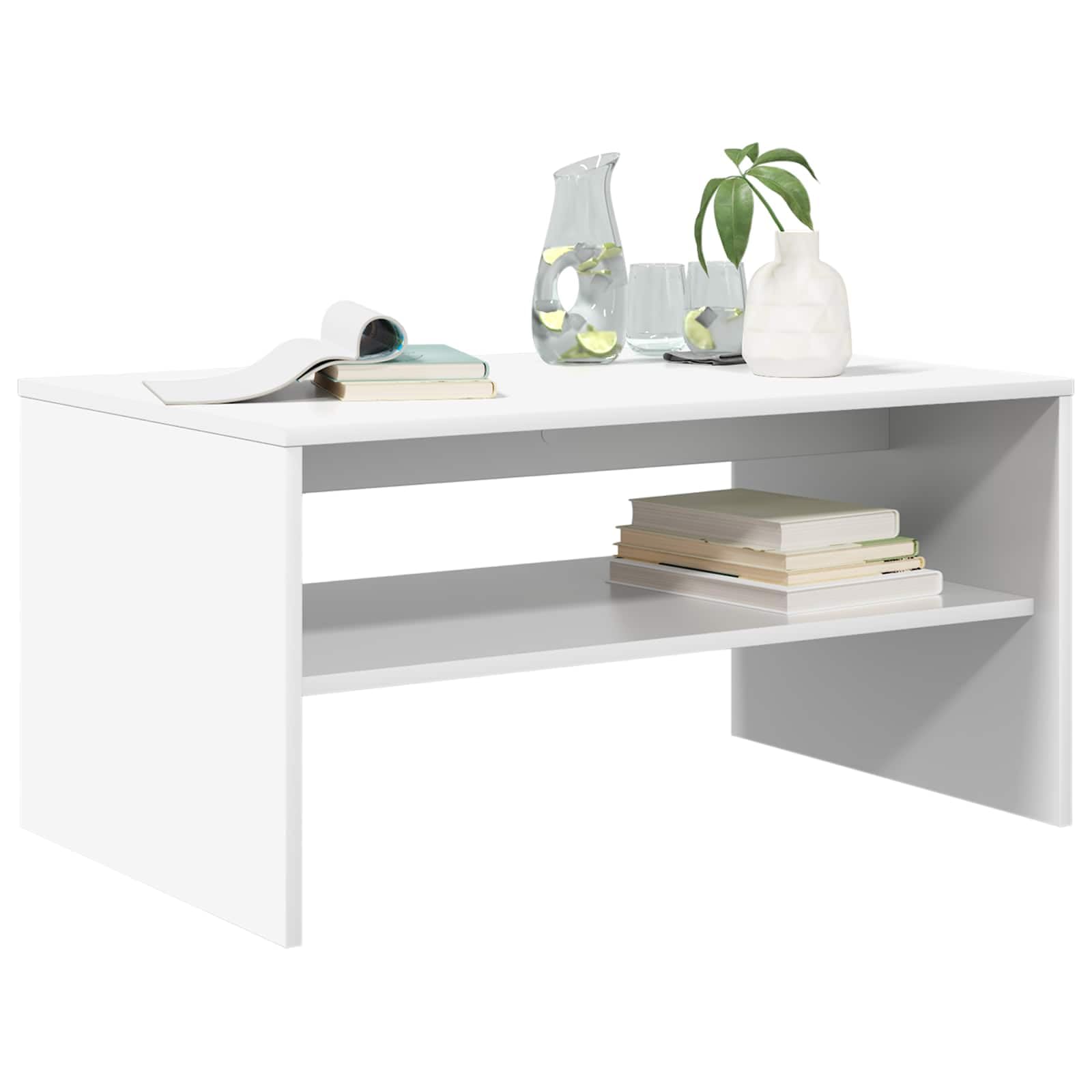 vidaXL Couchtisch Weiß 80 x 50 x 40 cm Holzwerkstoff, Stylischer Couchtisch für Wohnzimmer, rechteckig und robust, aus Holz, vielseitiges Wohnaccessoire