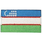 All Country Flag Patches, Embroidered Iron On/Sew On National Flags, World Country Badge Appliques Travel Souvenir Patch for Jacket, Rucksack, Hat, DIY Craft 7 x 4 cm (Usbekistan Flagge)