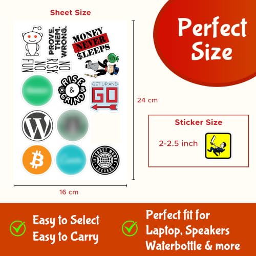 Image of Pack of 58 - Motivational Inspirational Stickers for Entrepreneurs - Waterproof Positive Words Quote Sticker for Laptop, Diary, Journal, Bottles ,Vinyl, Self-Adhesive, 7.6 cms