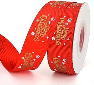 Christmas Ribbon for Gift Wrapping,Red Merry Christmas Ribbons for Crafts,9 M 20mm Wide Xmas Snowflake Ribbons for Christmas Cake Tree Wreaths Cards Party Decorations Wrapping Ribbon Roll