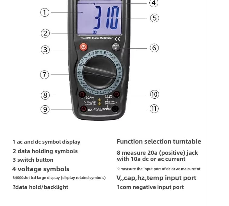 DT-9905H Retroilluminazione Multimetro Digitale Alta Precisione Gamma Manuale Misuratore Universale