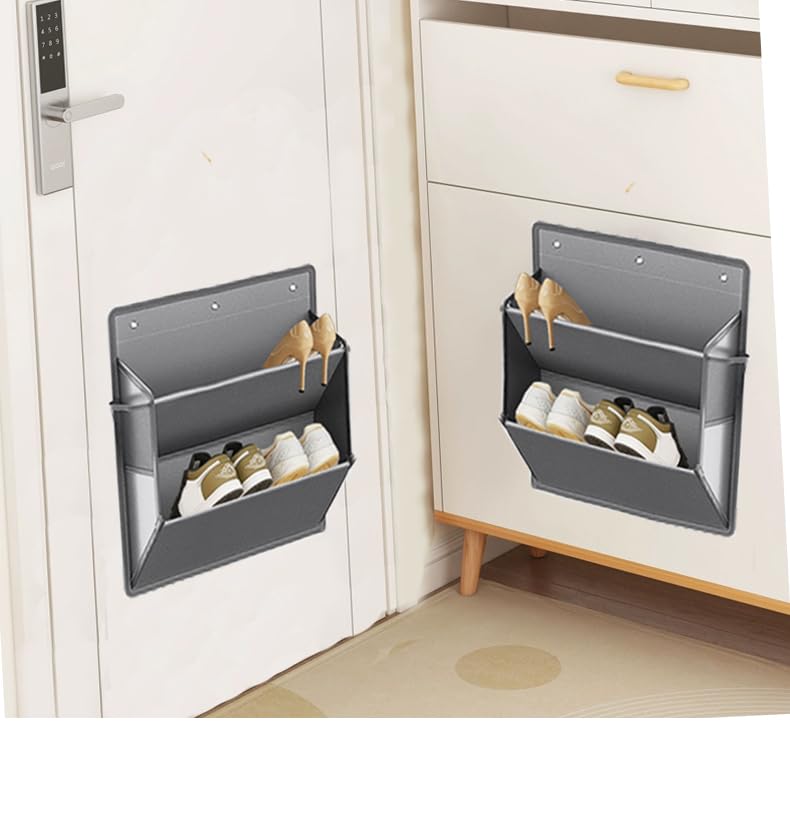 NELLHOMY Schoenenorganizer boven de deur, hangende schoenenopslag, opbergoplossing met verschillende vakken en rek met 6 haken voor schoenen, woonaccessoires enz. (Large