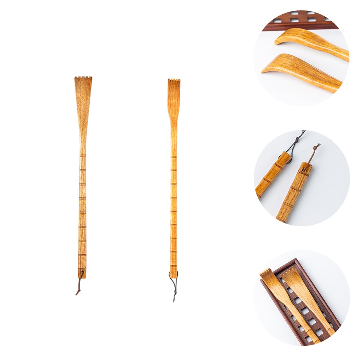 Beavorty Juego De 3 Rascadores De Espalda De 2 Piezas Con Mango De Madera Para Rascar El Cuero Cabelludo Para Un Fácil Cómodo Y