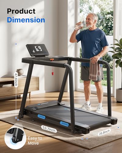 Image of MERACH T12 Foldable Treadmill for Home 300 LBS Capacity Wide Running Belt | 0-15% Incline Treadmill with LED Display, Smart App, 2.5HP Brushless Motor, Compact Design