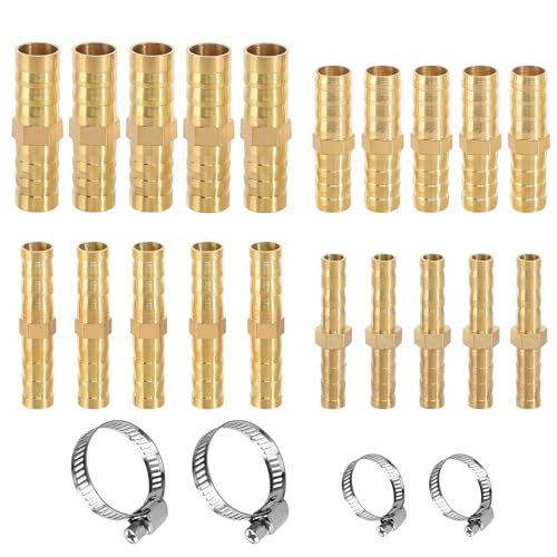 DMNQ Empalme De Tubo De Latón Con Púas - 20pcs Conector Recto Para Manguera Con 4pcs Abrazaderas Metálicas