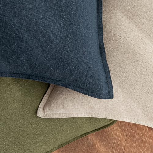 Image of 18x18 Inch Set of 2 Decorative Linen Solid Throw Pillow Covers Boho Accent Farmhouse Pillowcases Modern Netural Spring Home Decor for Couch Sofa Living Room Bed,Olive Green