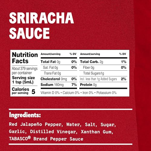 Image of TABASCO Brand Sriracha Sauce, 64 oz (Pack of 1) | Value Size Hotsauce, Rich & Bold, Preservative Free Thai-Style Sriracha for Teriyaki Sauce, Stir Fry Sauce & More