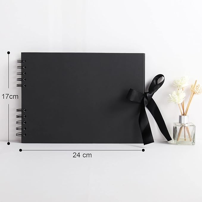 Vienrose Album Fotografico Fai da Te Spirale Scrapbooking Albums 40 Pagine Nero con Spirale 24x17 cm Regali per Nozze Battesimi Ricordi di Famiglia Regalo Compleanno Natale San Valentino, Nero