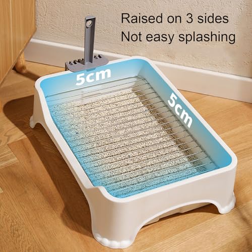 Asixxsix Indoor Dog Potty Tray, Washable Removable Dog Training Toilet Plastic Potty Tray with Shovel and Stainless Steel Net Frame Nonslip Portable Puppy Pee Pad Holder for Small Pets - Image 4