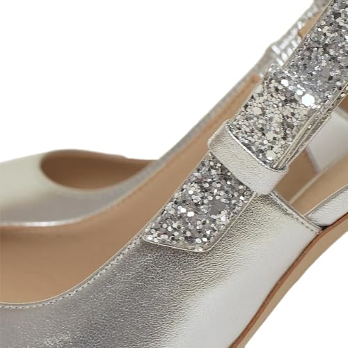 FOWT Women Slip on Pointed Toe Pumps Glitter Bow Stiletto High Heel Slingbacks Backless Elegant Prom Shoes Size 4-16 US3