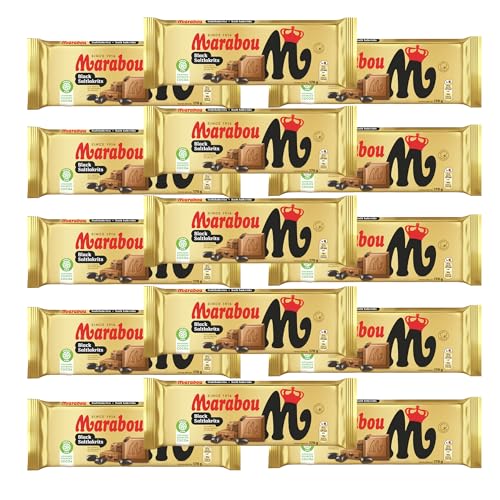 Marabou Schokolade Zartschmelzende Milchschokolade mit Salzlakritz-Stückchen Einzigartige schwedische Süßigkeit azs natürlichen Zutaten (15x 170 g Salzlakrits)