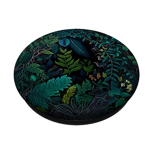Floral Boho Foliage Flower Plant Nature Vegetation Flowery PopSockets Swappable PopGrip, Black - Image 2