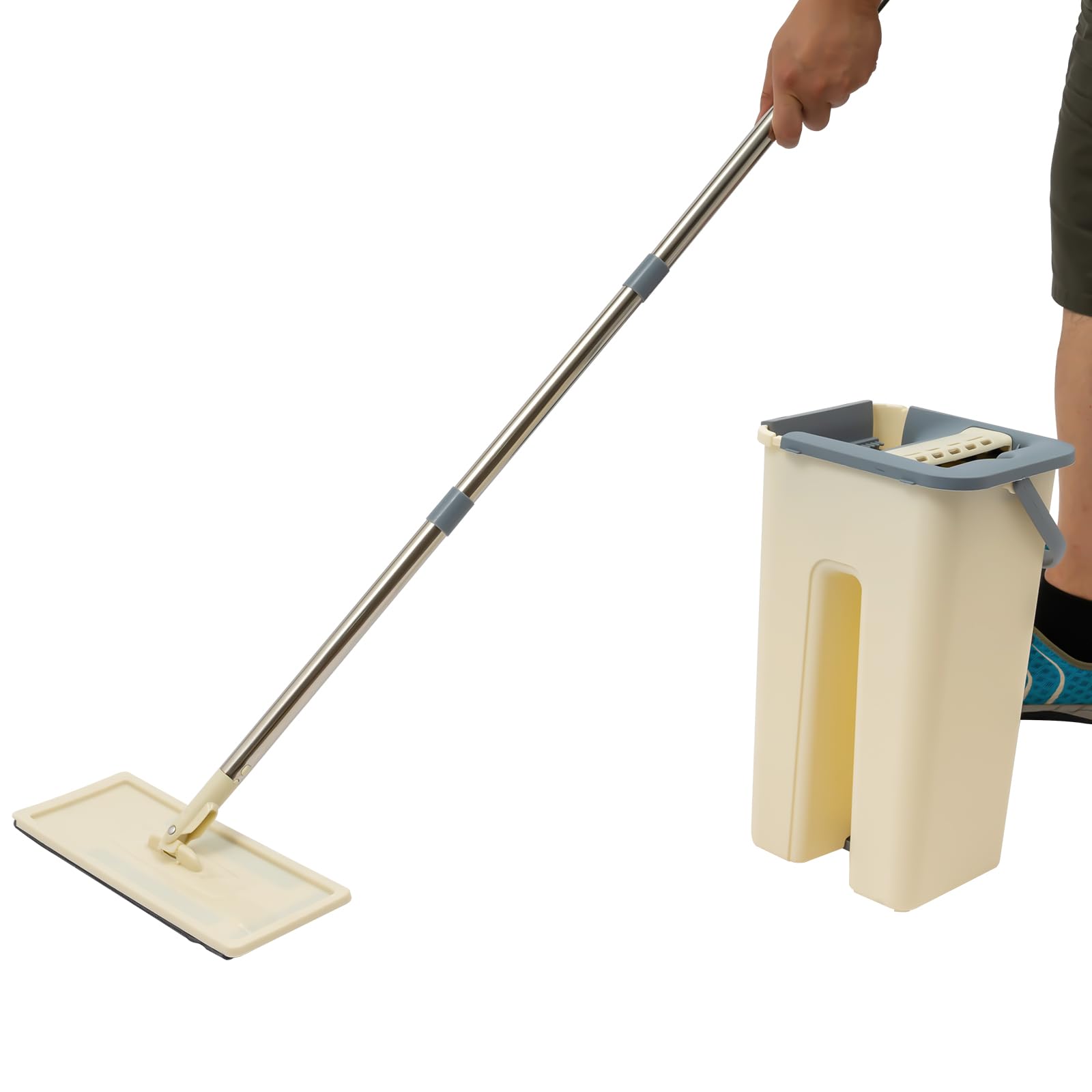 Juego de fregona con cubo, juego de 360 mopas + 10 almohadillas de microfibra para azulejos, madera dura, mármol