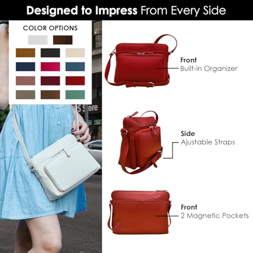 image for ili New York Genuine Leather Crossbody Bags for Women - Premium RFID B
