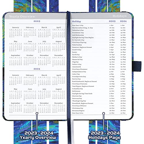 Pocket Planner 2023-2024 - Pocket Calendar 2023-2024 From July 2023 - June 2024 With Weekly & Monthly Spreads, 3.8" X 6.3", Pen Holder, Inner Pocket, Elastic Closure #TOP4