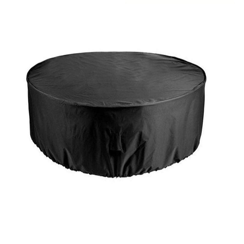 ready - Copertura rotonda per tavolo da giardino, impermeabile, anti-polvere, per sedie e mobili da giardino (tavolo rotondo e 4 sedie, 110 x 185)