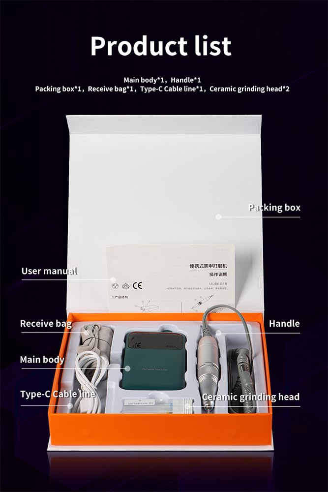 Profesional inalámbrico recargable eléctrico taladro de uñas portátil Nail Art Drill Machine 30000 RPM (blanco)