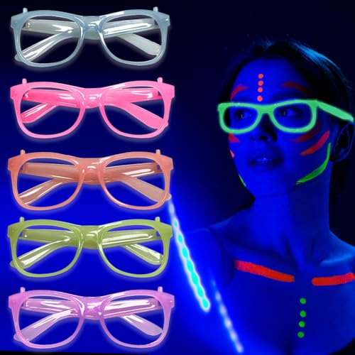 KTBANBANNEY 10 Pack Neon Glow Glasses Party Glasses Glow in The Dark UV Black Light Birthday Wedding Decorations Golw Party Supplies
