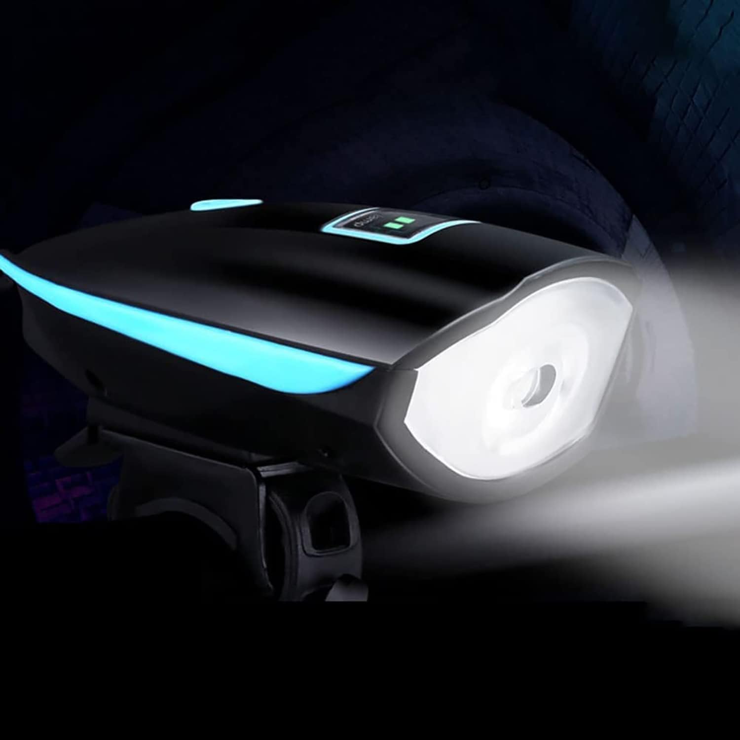 Wheelchair Light Usb ​rechargeable, Bright Led Bicycle Headlight Waterproof, Strong Lights With Horns, For Wheelchair Bike Safety Flashlight Light, Blue