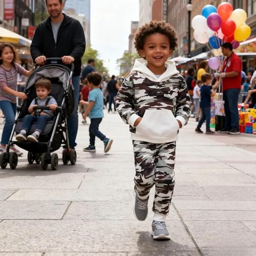 Image of 2-6T Toddler Baby Boy Clothes Color Blocking Hoodies + Pants Fall Winter Outfits