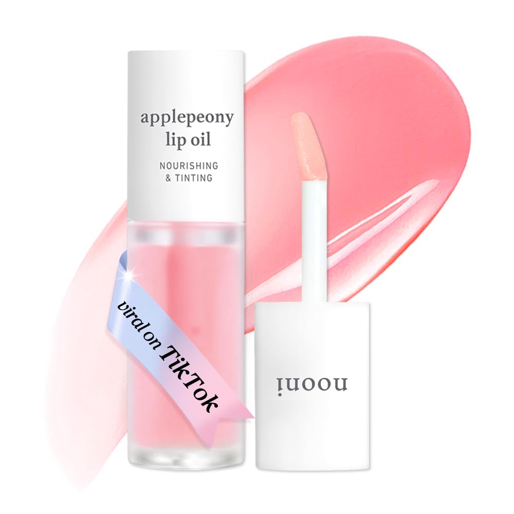NOONI Korean Lip Oil - Applepeony - pH Color-Changing Plumping Lip Gloss | 24HR Hydration, Moisturizing Lip Oil, Natural Lip Plumping Effect, Waterproof Wear, Glossy Finish, Gift Stocking Stuffers