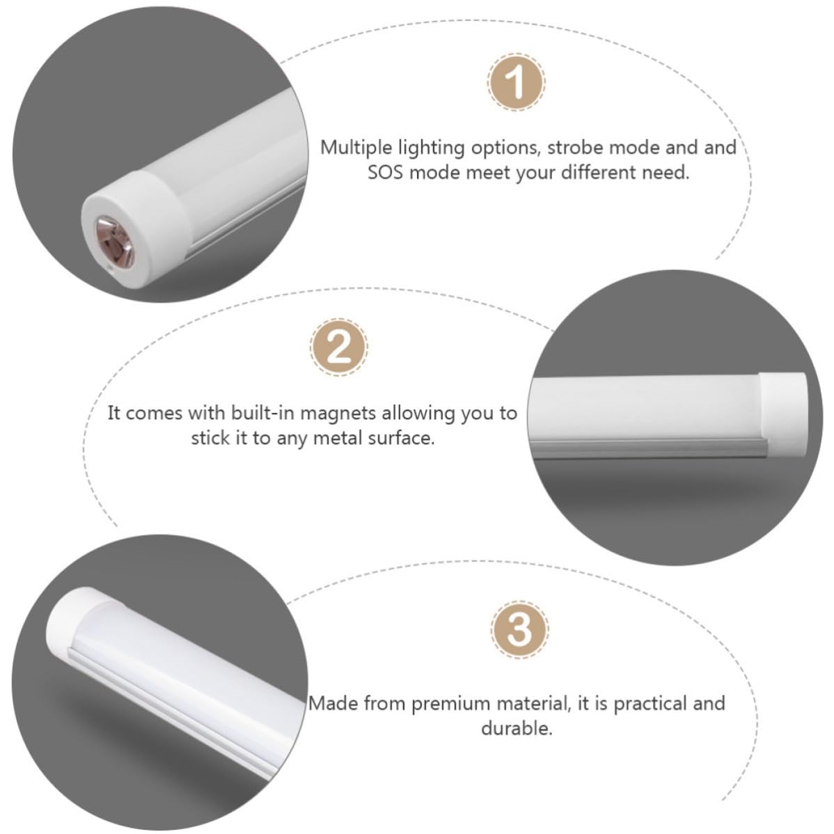Lanterna LED Ricaricabile USB Portatile Attacco Magnetico | Corpo in Pvc Bianco, per Casa e Campeggio All’aperto, Luce Compatta da Tenda