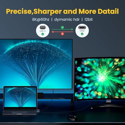 Image of Wefly USB-C to HDMI Converter Cable 4K@60Hz, Type-C to HDTV Projection Adapter for Phone, Tablet & Laptop, USB 3.1 Compatible with Mac Book Pro /Air, 1Pad Pro, Galaxy S10 /S9 Laptop & TV