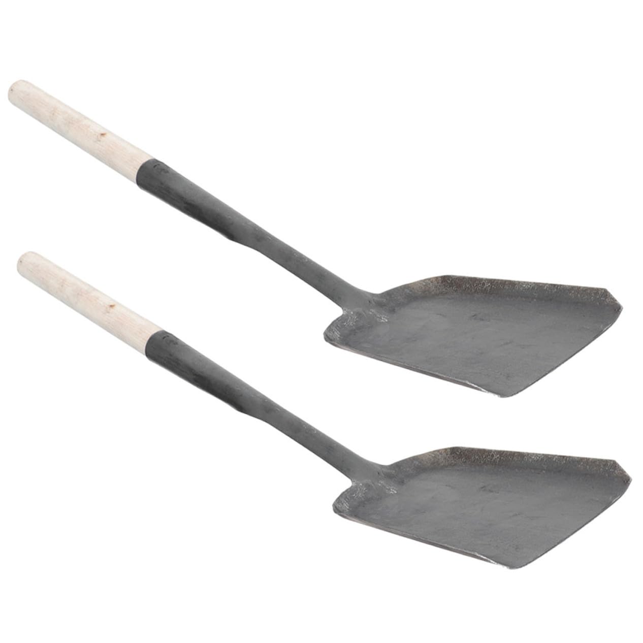 2 Stück Teiliges Kamin ascheschaufel Langem Holzgriff Robuste Manuelle Schmiedearbeit Leichte Kohle Ascheschaufel für Kamin Grill und Garten Praktische Reinigungshilfe