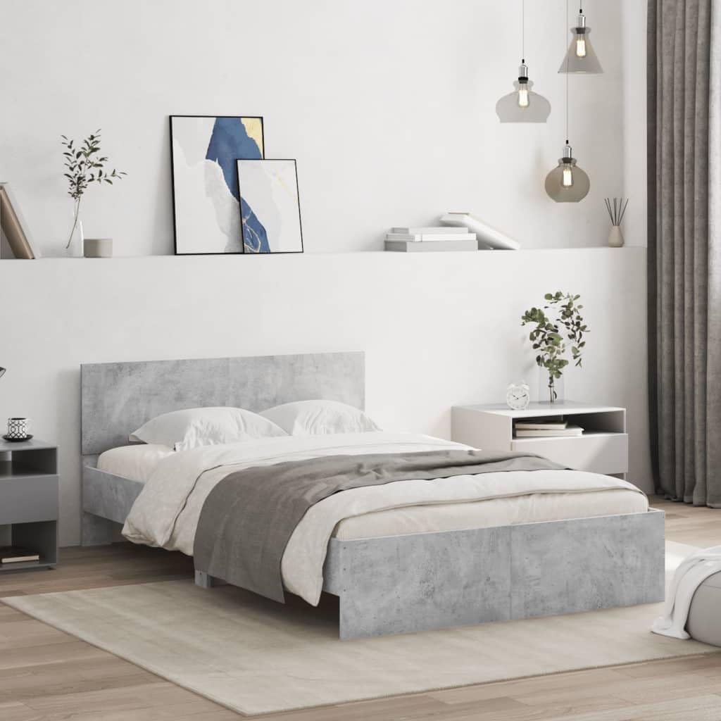 vidaXL Bed Frame without Mattress Concrete Grey 120x190 cm Small Double — image 1