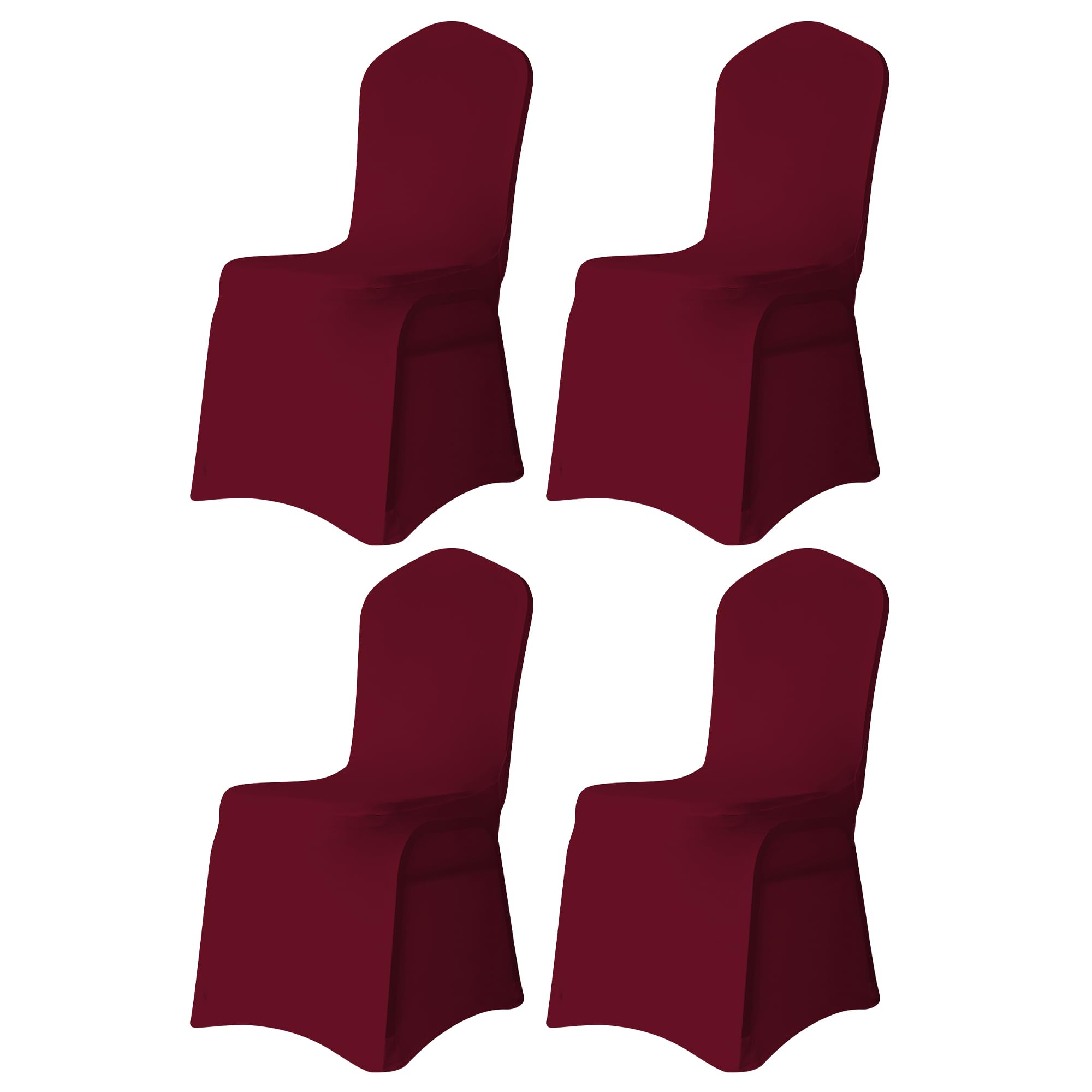 Trimming Shop Chair Cover Spandex Polyester Stretch Fabric Front Flat Dining Slipcovers Washable & Removable Wedding Chair Covers for Banquets Ceremony & Hotel Dinner (Burgundy, Pack of 4) — image 1