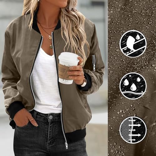 Women's Lightweight Waterproof Zip Up Jackets, Motorcycle Moto Biker Long Sleeve Fashion Coat Fall Casual Outerwear2