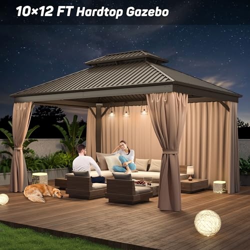 Viwat VLT1010BROWN 10X12 Ft Hardtop Gazebo thumb #7