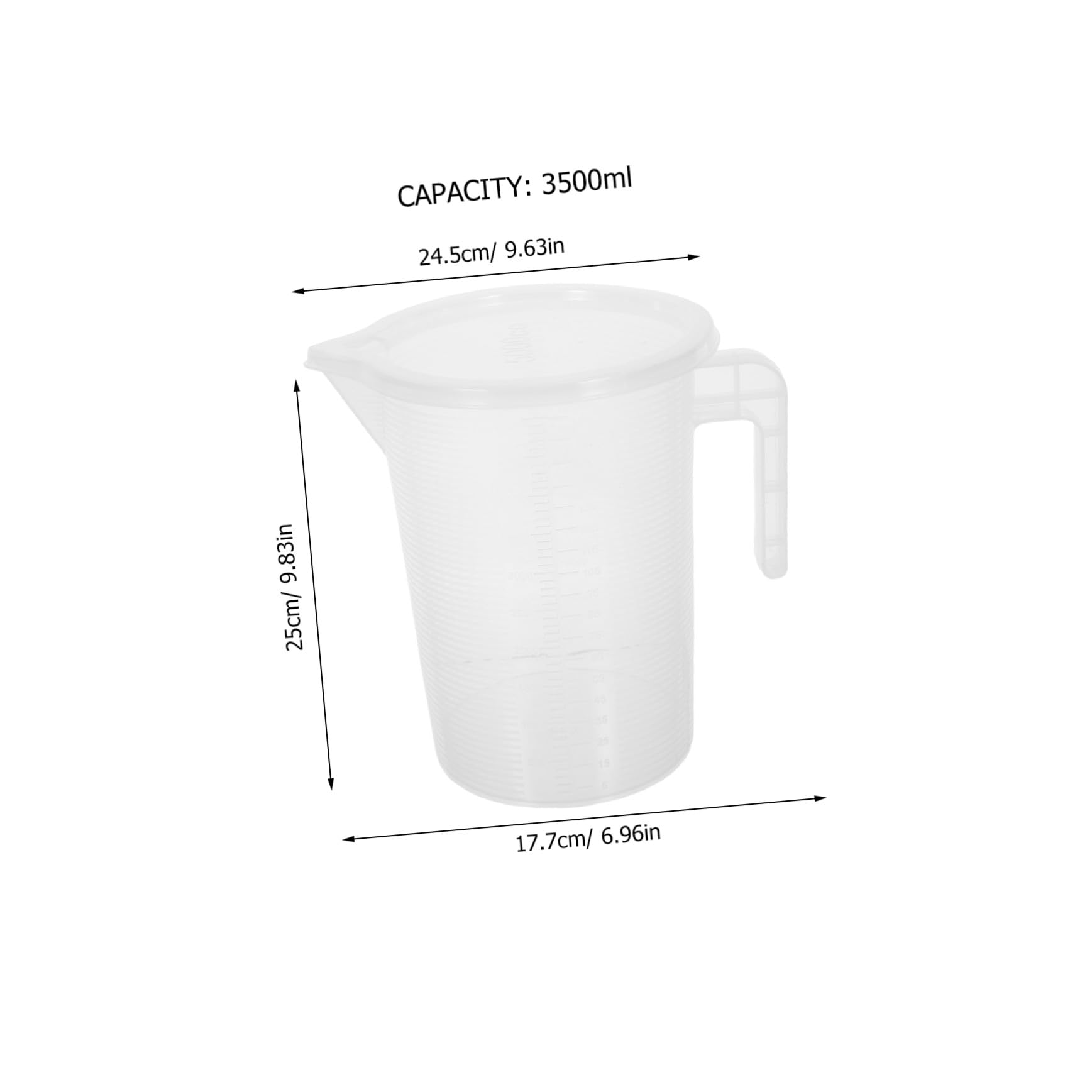 Brocca Graduata in Plastica con Coperchio 3, 5 l 2 Pezzi | Pp Trasparente, Scale Precise, per Preparazione Bevande Calde o Fredde